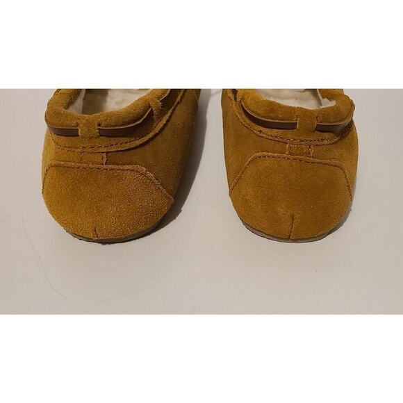WOMEN'S MINNETONKA LEATHER SUEDE SLIPPERS MOCS FAUX SHEARLING LINING 11M NEW - Picture 9 of 10